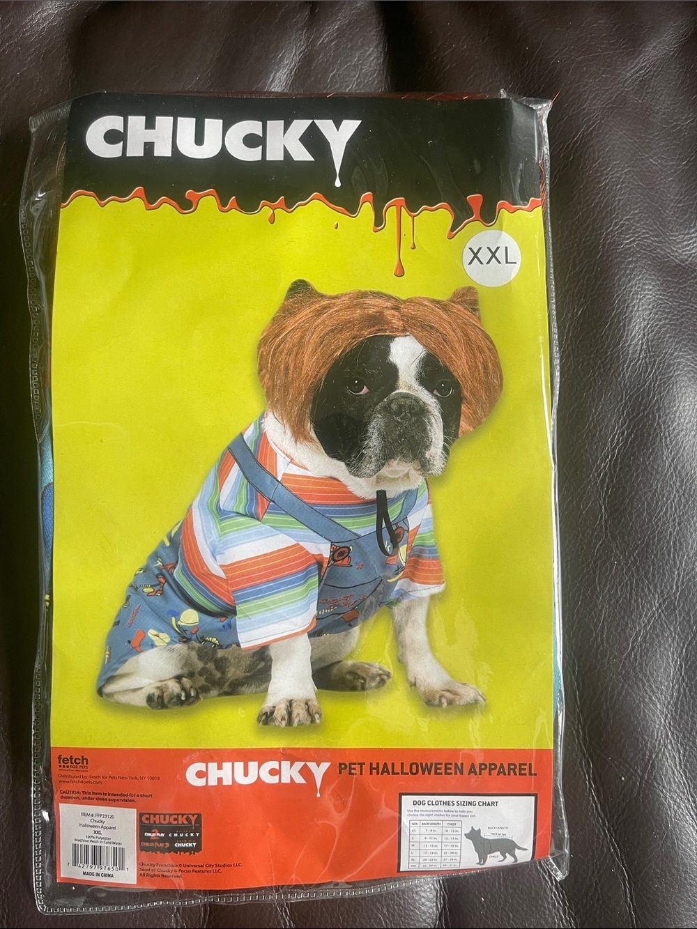 NWT Chucky Dog Halloween Costume - Multicolor Striped (XXL)